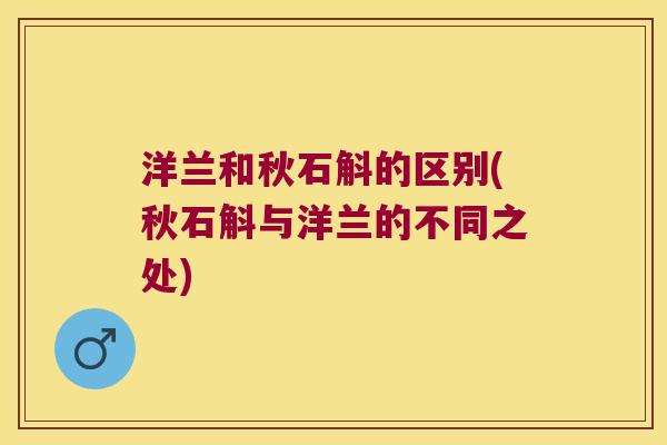 洋兰和秋石斛的区别(秋石斛与洋兰的不同之处)