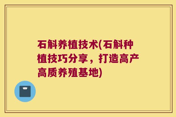石斛养植技术(石斛种植技巧分享，打造高产高质养殖基地)