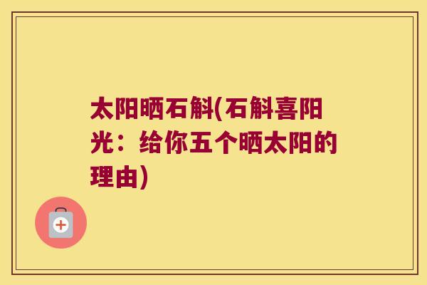 太阳晒石斛(石斛喜阳光：给你五个晒太阳的理由)
