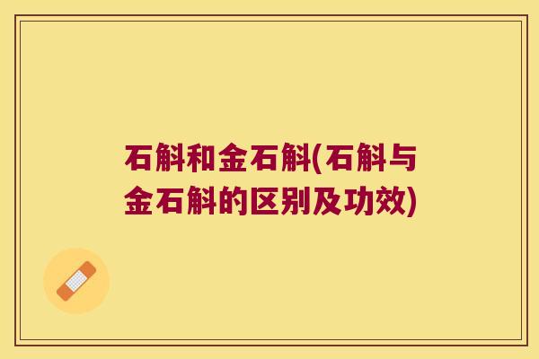 石斛和金石斛(石斛与金石斛的区别及功效)