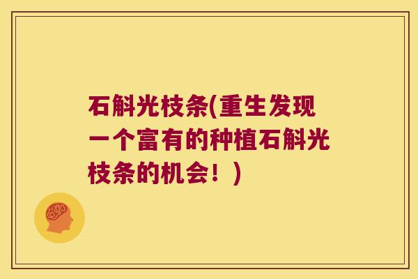 石斛光枝条(重生发现一个富有的种植石斛光枝条的机会！)