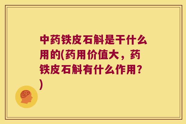 铁皮石斛是干什么用的(药用价值大，药铁皮石斛有什么作用？)