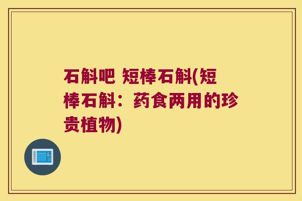 石斛吧 短棒石斛(短棒石斛：药食两用的珍贵植物)