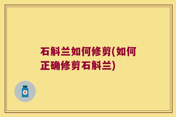 石斛兰如何修剪(如何正确修剪石斛兰)