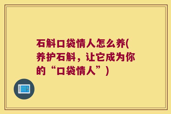 石斛口袋情人怎么养(养护石斛，让它成为你的“口袋情人”)