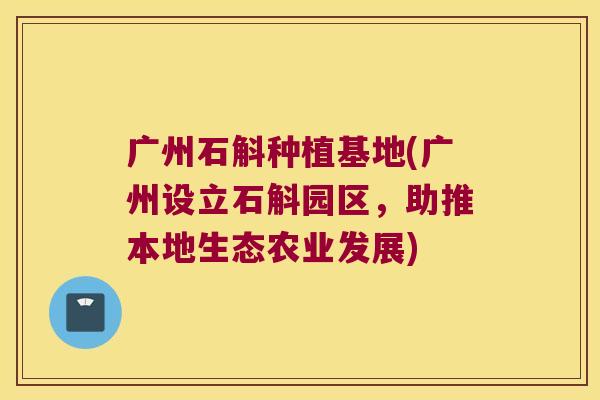 广州石斛种植基地(广州设立石斛园区，助推本地生态农业发展)