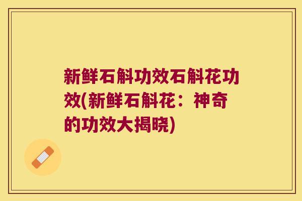 新鲜石斛功效石斛花功效(新鲜石斛花：神奇的功效大揭晓)