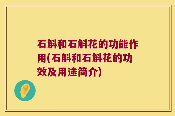 石斛和石斛花的功能作用(石斛和石斛花的功效及用途简介)