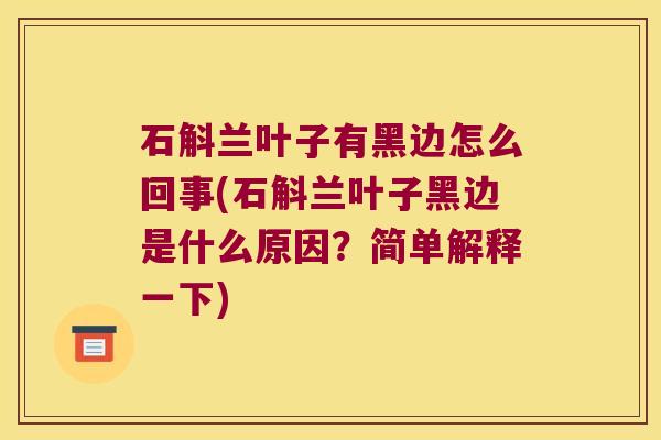 石斛兰叶子有黑边怎么回事(石斛兰叶子黑边是什么原因？简单解释一下)