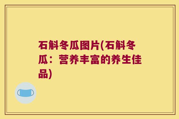 石斛冬瓜图片(石斛冬瓜：营养丰富的养生佳品)
