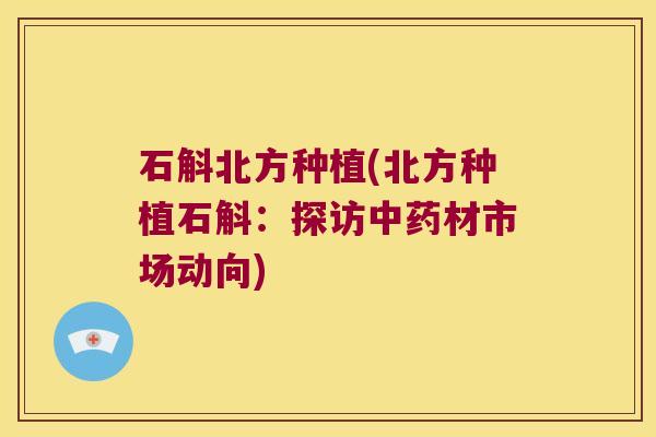 石斛北方种植(北方种植石斛：探访中药材市场动向)