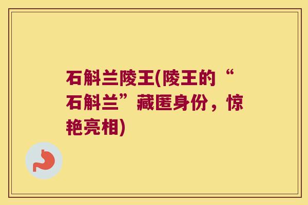 石斛兰陵王(陵王的“石斛兰”藏匿身份，惊艳亮相)