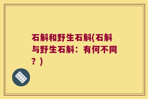 石斛和野生石斛(石斛与野生石斛：有何不同？)