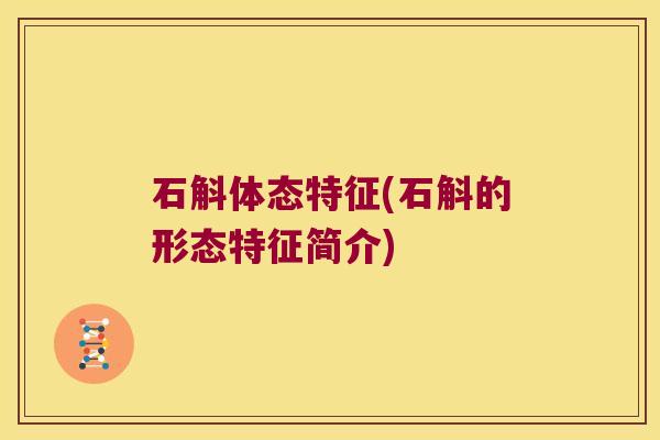 石斛体态特征(石斛的形态特征简介)