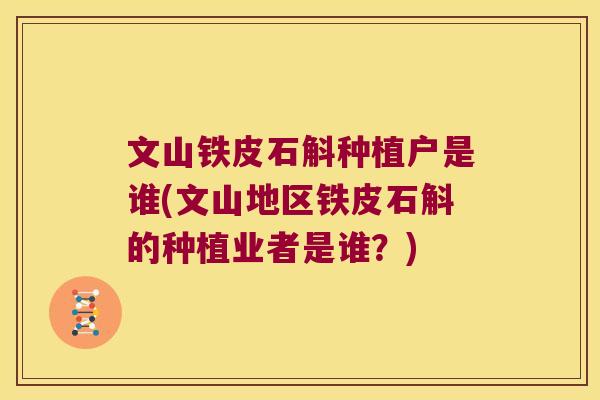 文山铁皮石斛种植户是谁(文山地区铁皮石斛的种植业者是谁？)