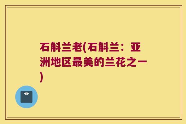 石斛兰老(石斛兰：亚洲地区最美的兰花之一)