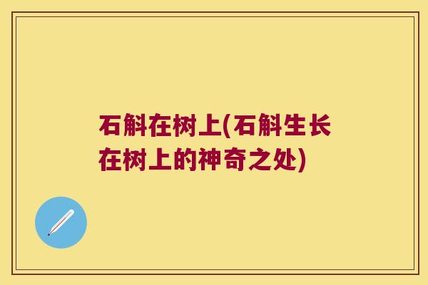 石斛在树上(石斛生长在树上的神奇之处)