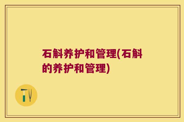 石斛养护和管理(石斛的养护和管理)
