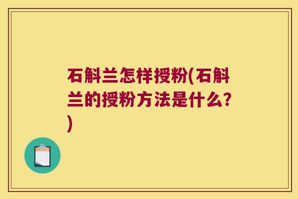 石斛兰怎样授粉(石斛兰的授粉方法是什么？)