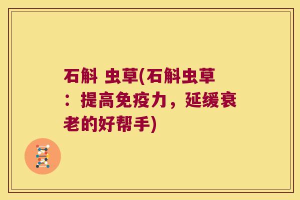石斛 虫草(石斛虫草：提高力，延缓的好帮手)