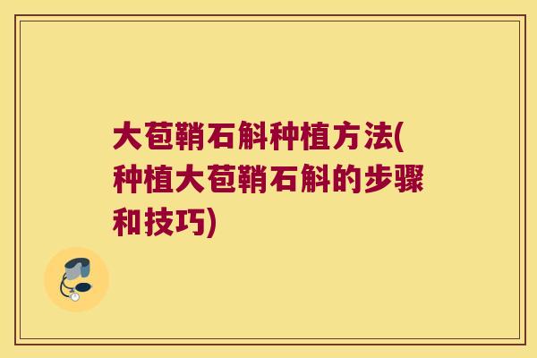大苞鞘石斛种植方法(种植大苞鞘石斛的步骤和技巧)