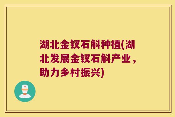 湖北金钗石斛种植(湖北发展金钗石斛产业，助力乡村振兴)