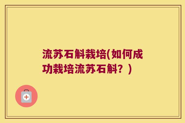 流苏石斛栽培(如何成功栽培流苏石斛？)