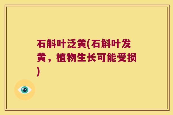 石斛叶泛黄(石斛叶发黄，植物生长可能受损)