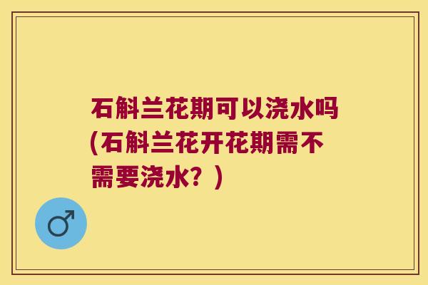 石斛兰花期可以浇水吗(石斛兰花开花期需不需要浇水？)