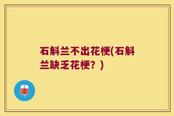 石斛兰不出花梗(石斛兰缺乏花梗？)
