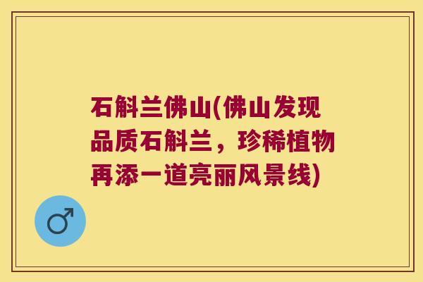 石斛兰佛山(佛山发现品质石斛兰，珍稀植物再添一道亮丽风景线)